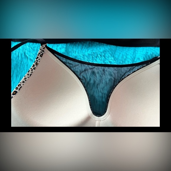 Victoria's Secret Wireless 32A Cheetah Black Sheer Mesh Insert Padded Bra EUC - Picture 9 of 15